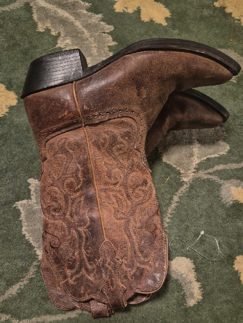 Justin Boots Brown Leather Western Cowboy Boots - Picture 3 of 12
